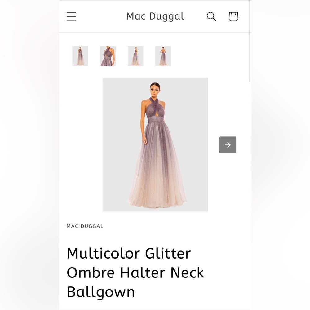 NWOT Mac Duggal glitter ombré evening gown - size 2.